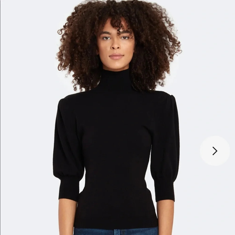 NWT BILLIE OFFICIAL LINDSEY PUFF SLEEVE BLACK TURTLENECK SWEATER